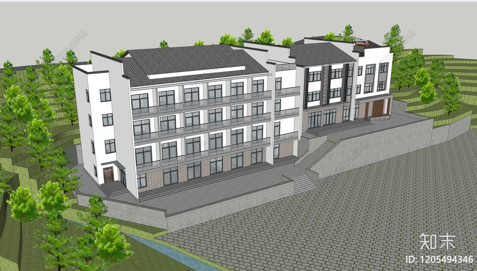 新中式民宿建筑施工图下载【ID:1205494346】