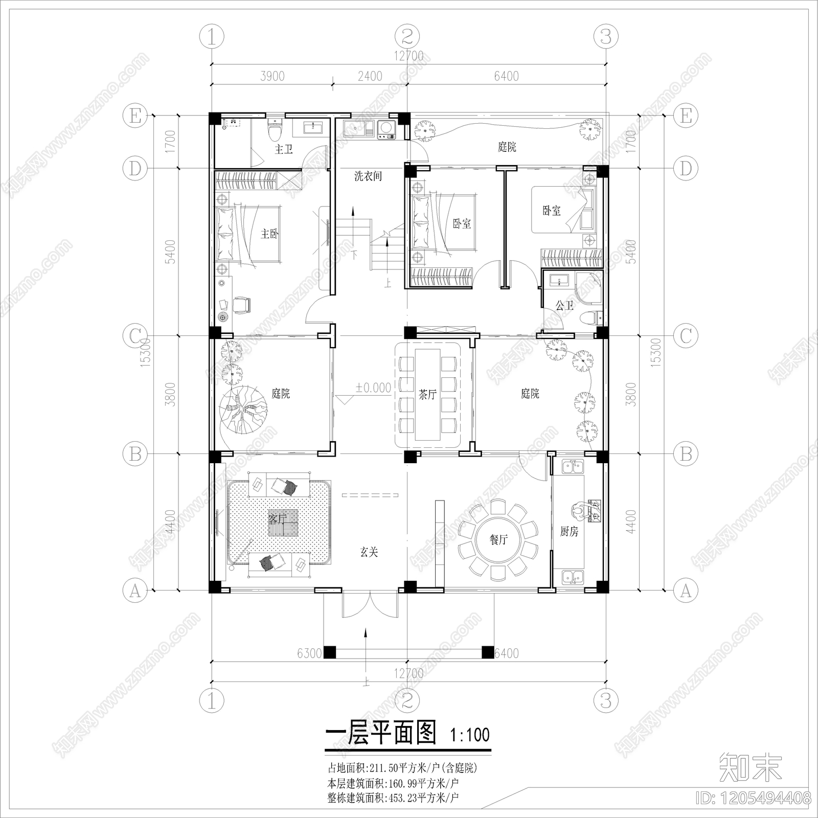 现代别墅建筑施工图下载【ID:1205494408】