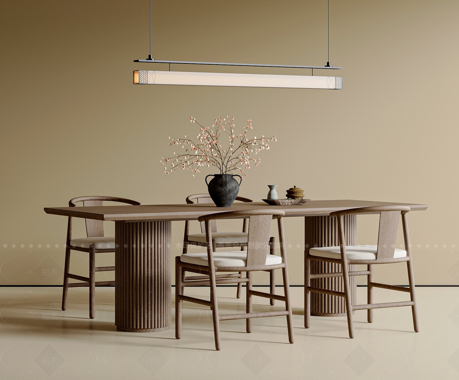 新中式中式餐桌椅SU模型下载【ID:1205502700】