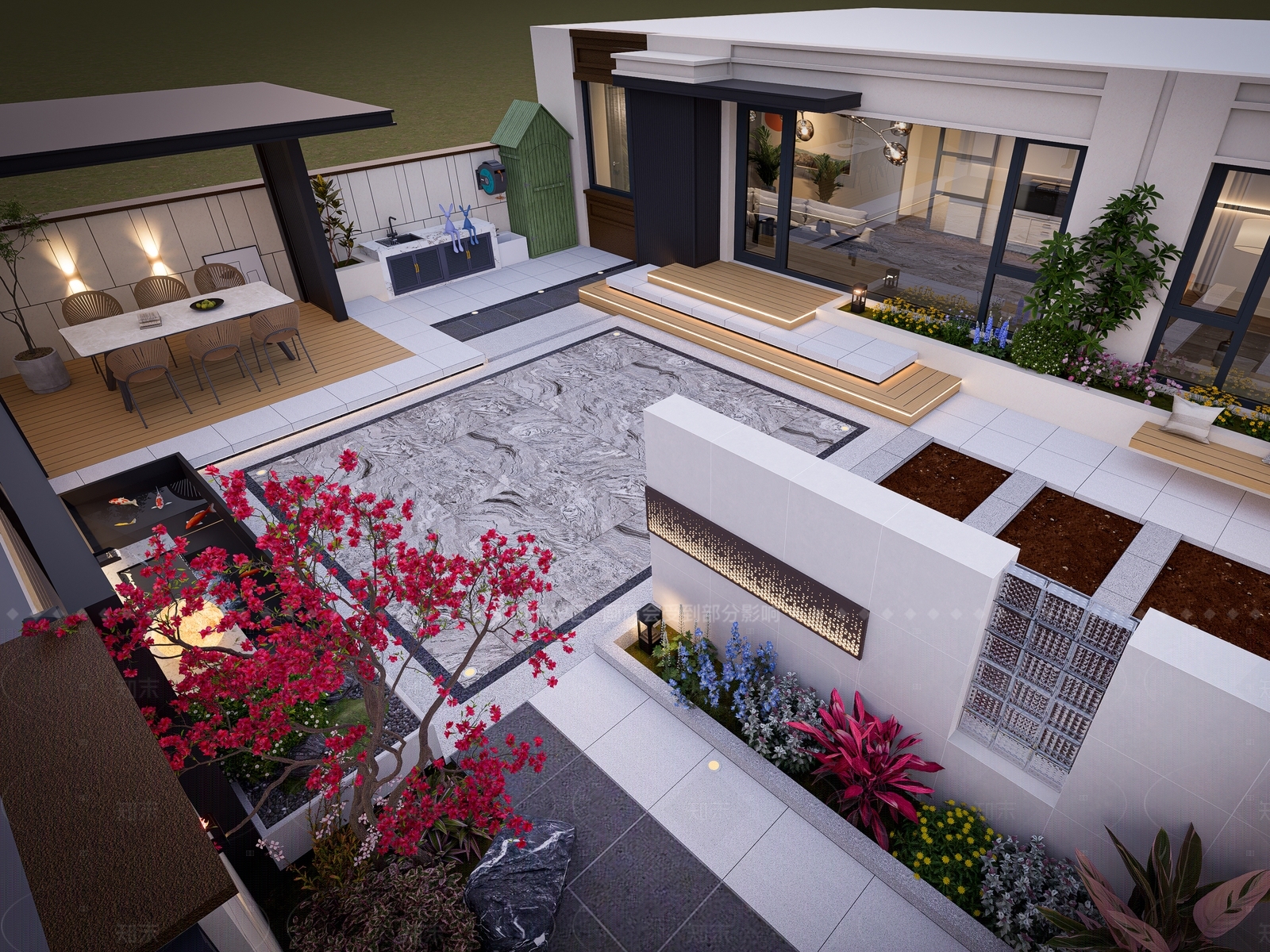 现代简约别墅庭院SU模型下载【ID:1205504844】
