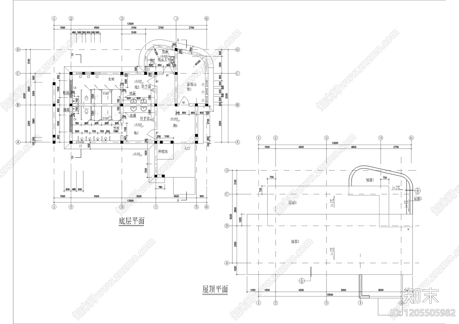 现代公厕cad施工图下载【ID:1205505982】