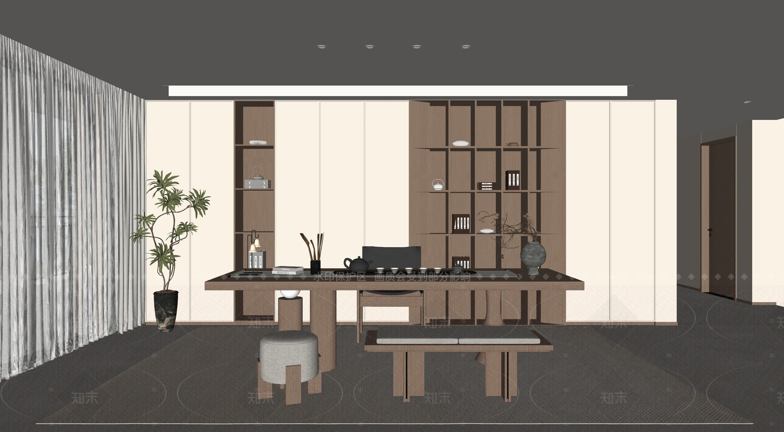 侘寂茶室SU模型下载【ID:1205509917】