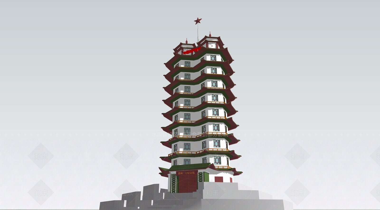 新中式古建筑SU模型下载【ID:1205510991】