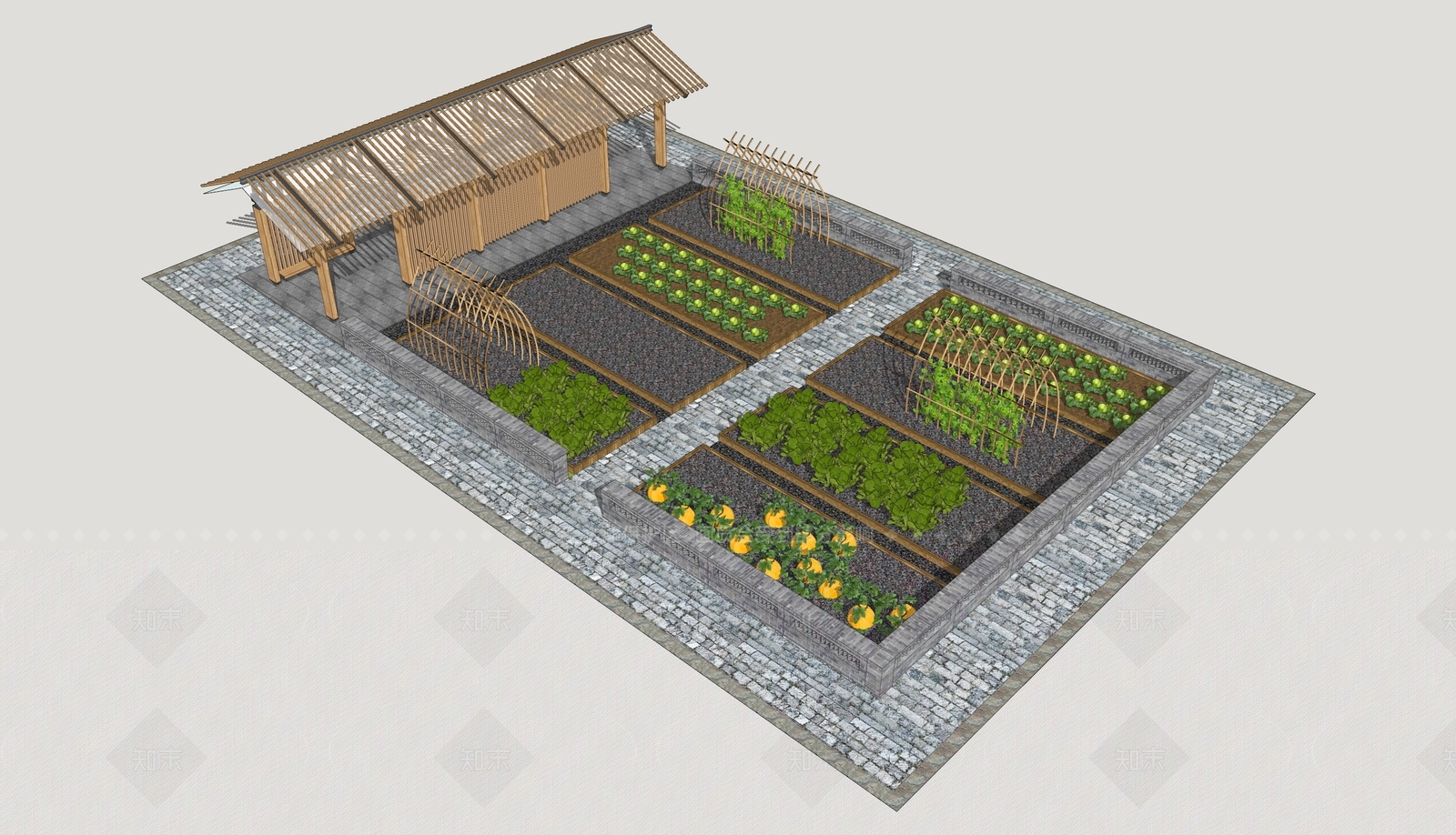 现代乡村庭院SU模型下载【ID:1205514373】