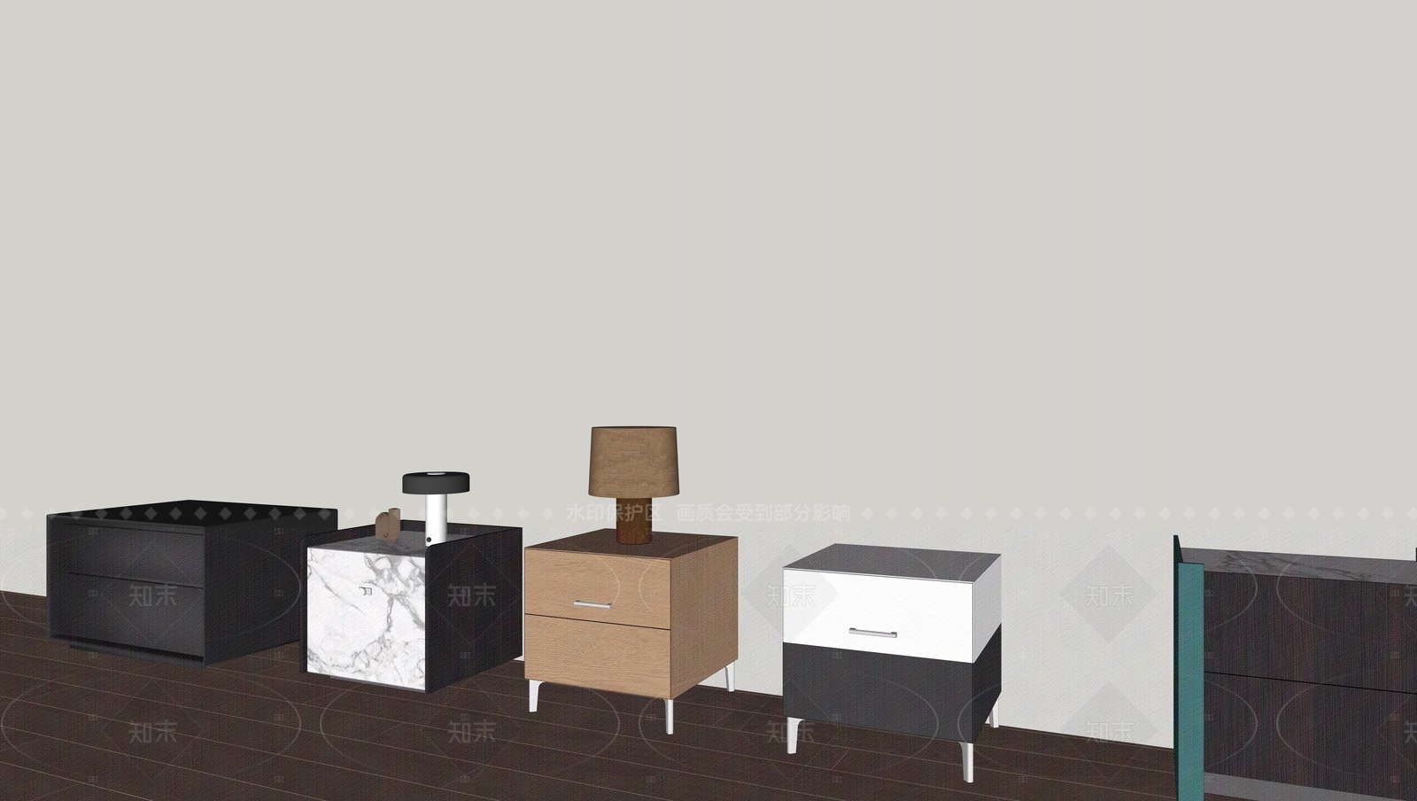 现代原木床头柜SU模型下载【ID:1205514388】
