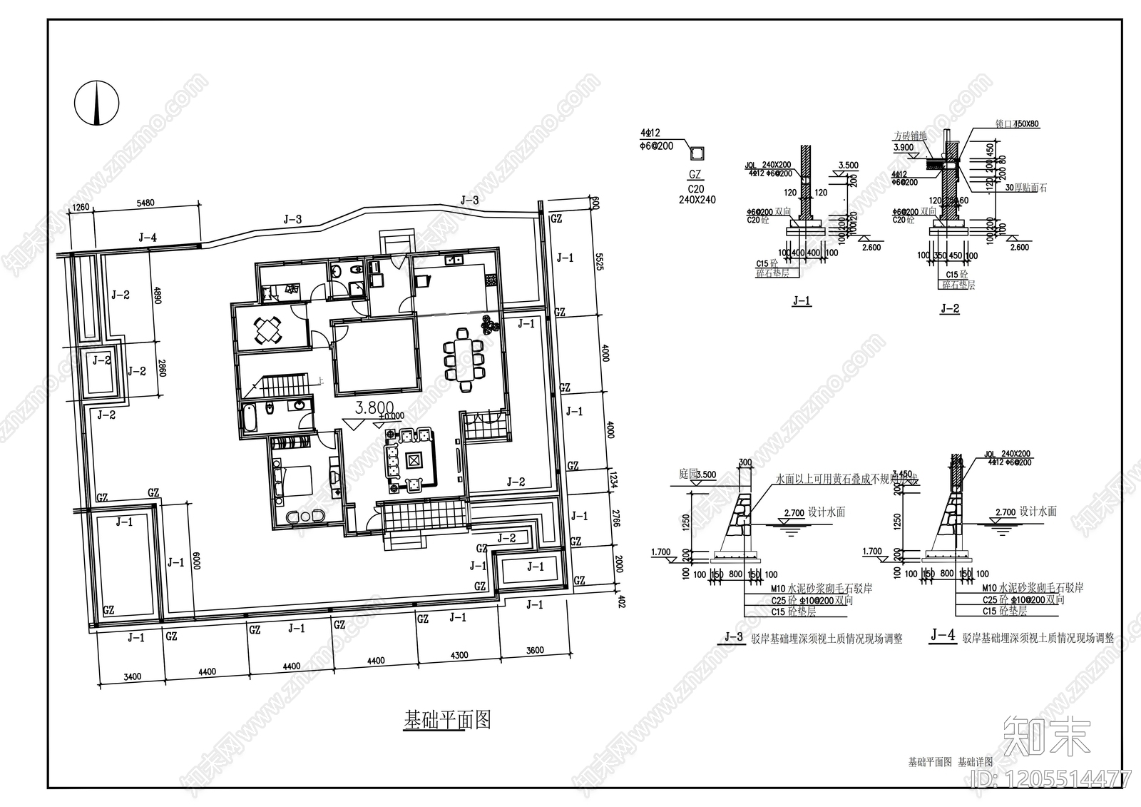 中式庭院cad施工图下载【ID:1205514477】