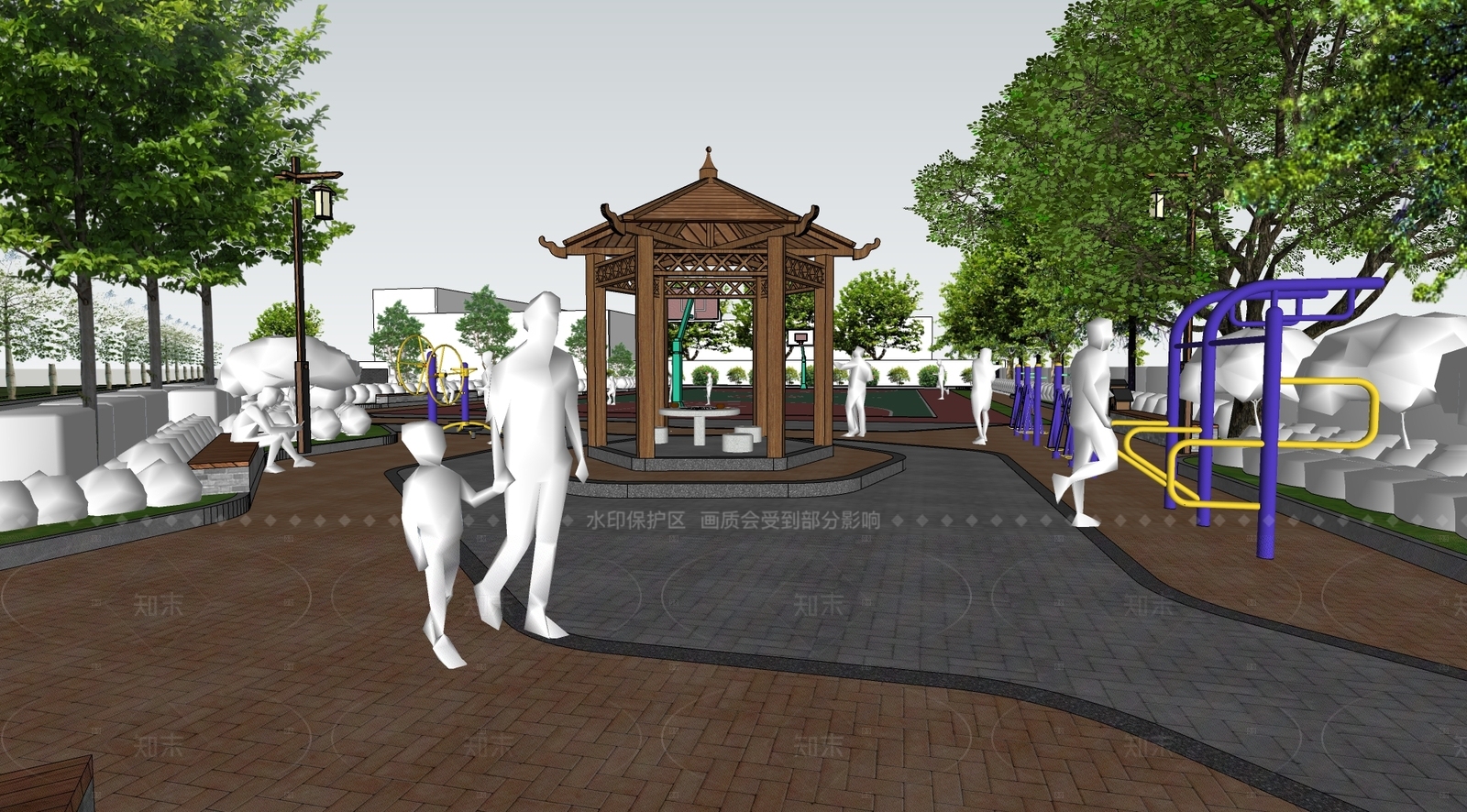 新中式现代乡村公园SU模型下载【ID:1205514948】