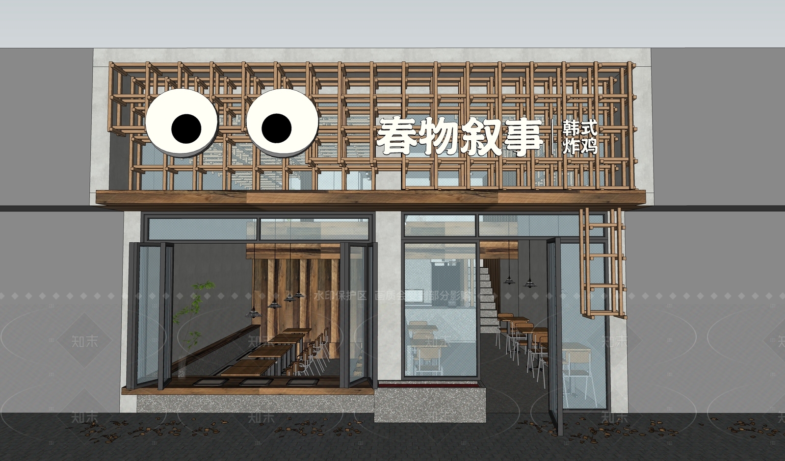 新中式快餐店SU模型下载【ID:1205515405】