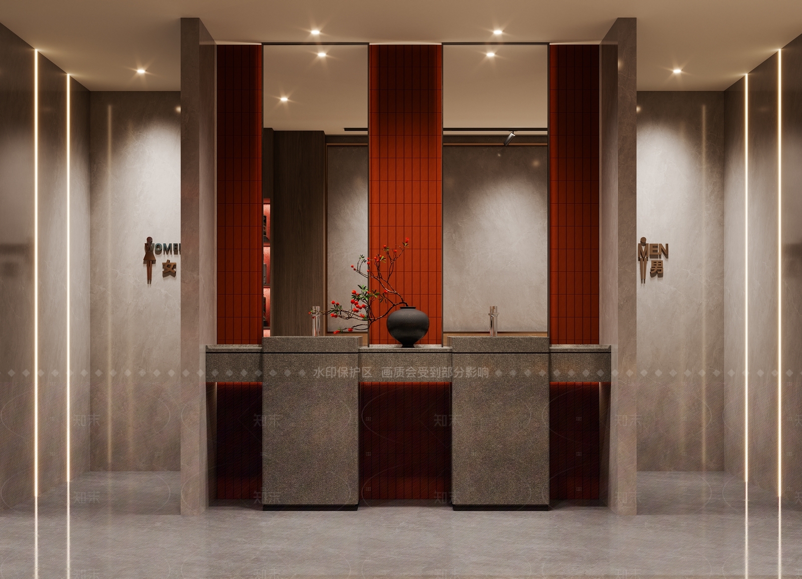 现代新中式酒店卫生间3D模型下载【ID:1205517568】