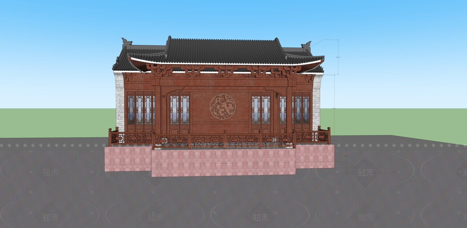 中式古建筑SU模型下载【ID:1205518638】