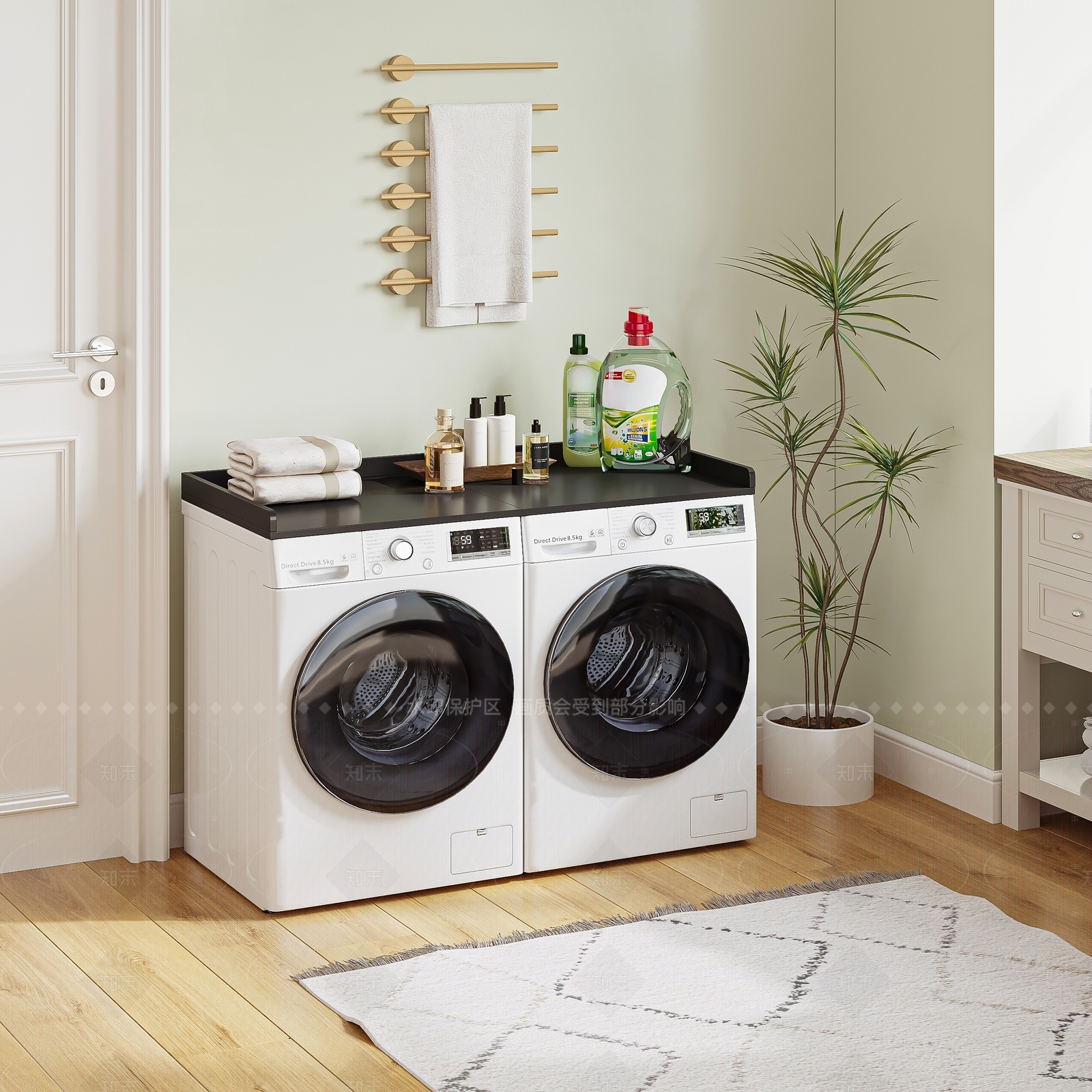 现代北欧洗衣机柜3D模型下载【ID:1205520049】