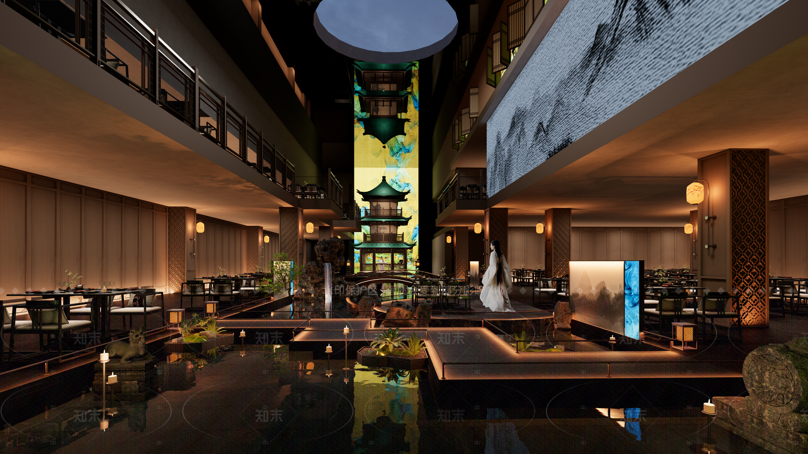 新中式中式中餐厅SU模型下载【ID:1205521623】