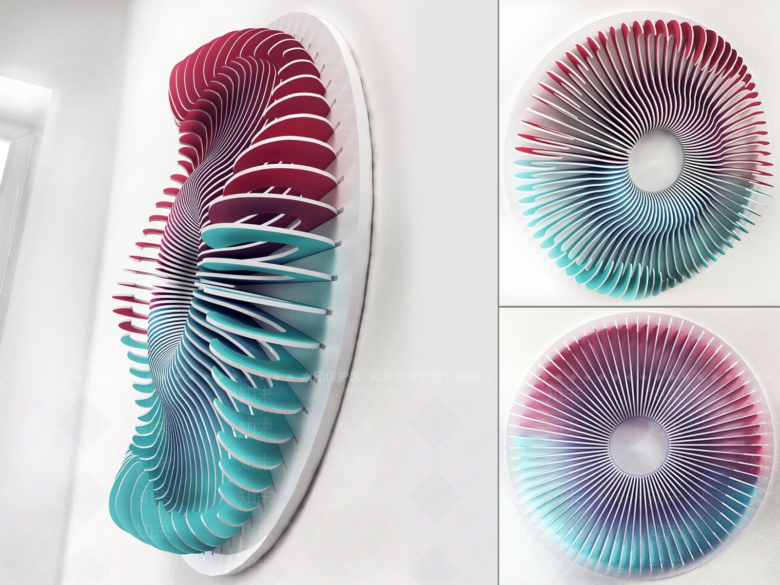 现代艺术装置3D模型渲染效果图
