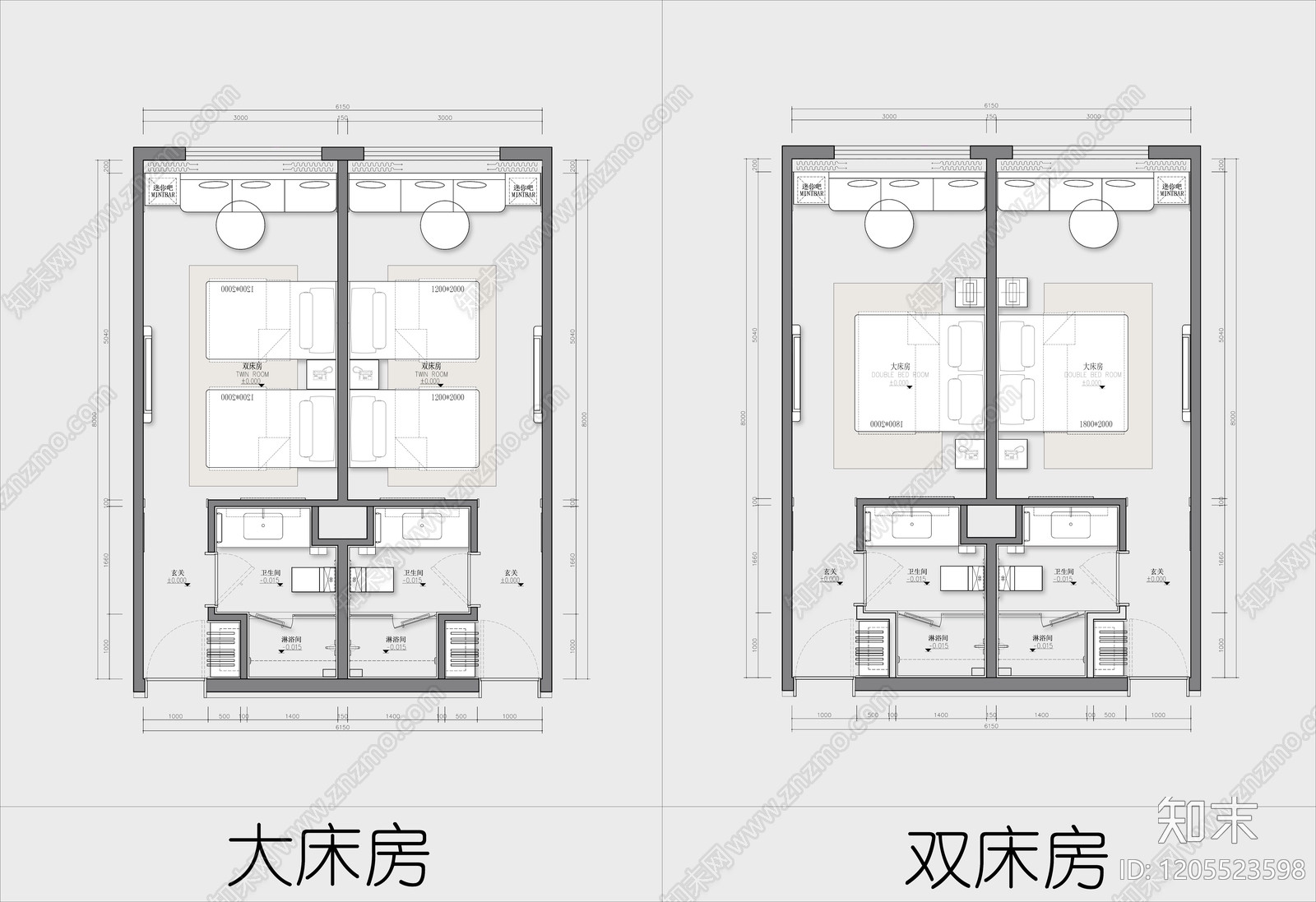 酒店客房施工图下载【ID:1205523598】