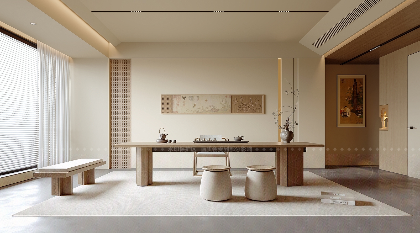 现代新中式茶室SU模型下载【ID:1205524909】