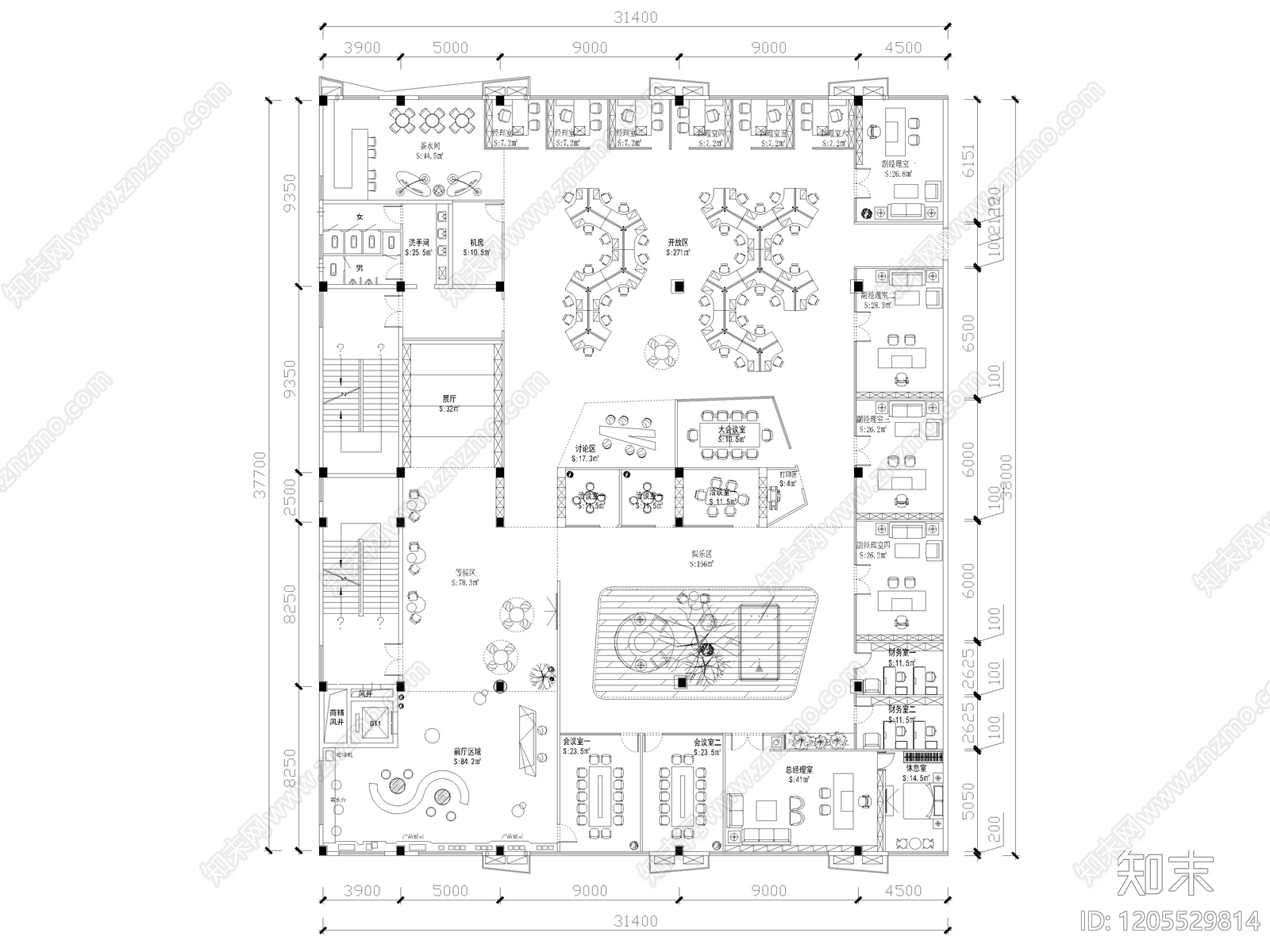 60套办公空间办公室公司公共办公区CAD平面图cad施工图下载【ID:1205529814】