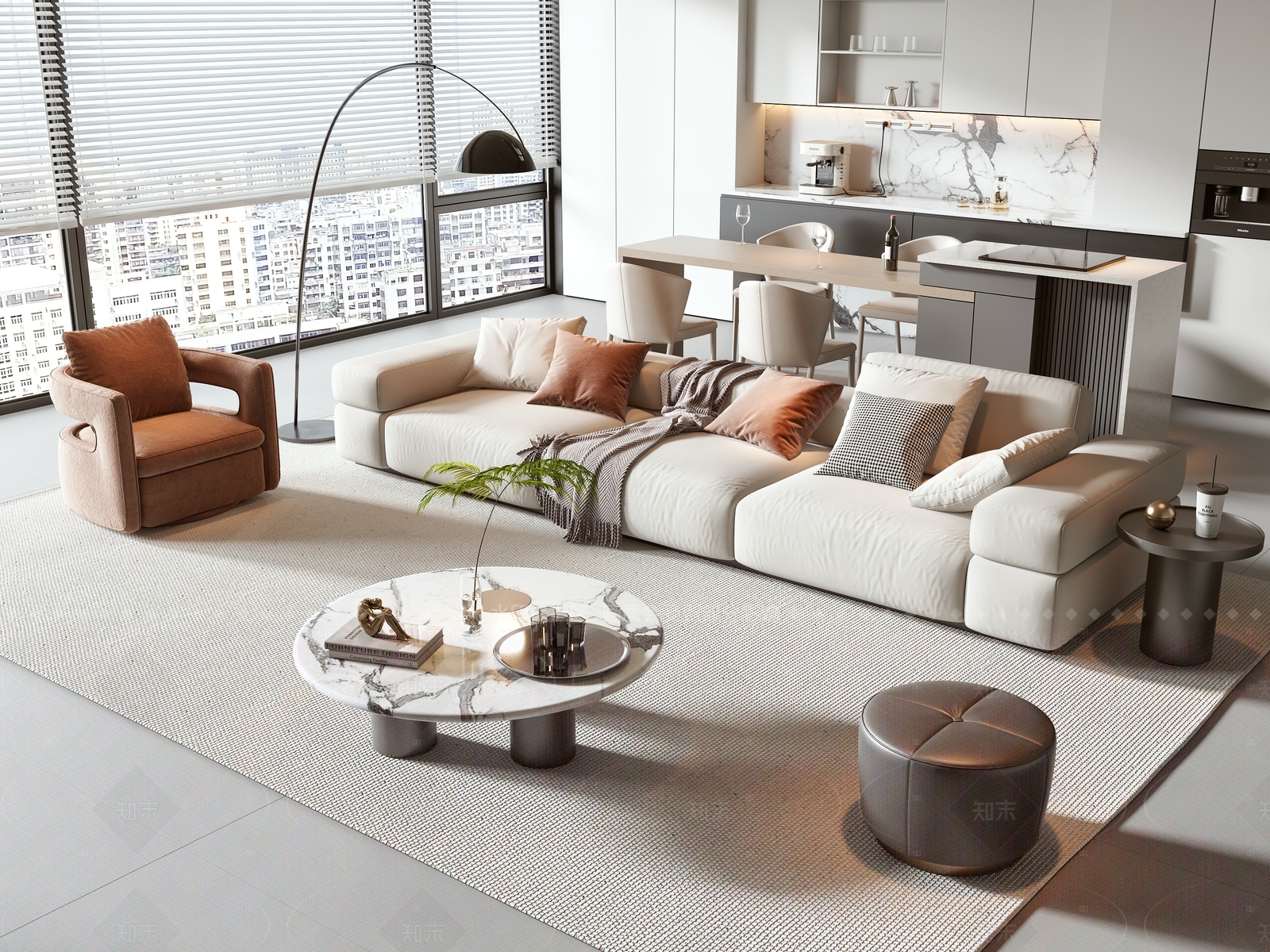 现代沙发组合3D模型下载【ID:1205530956】