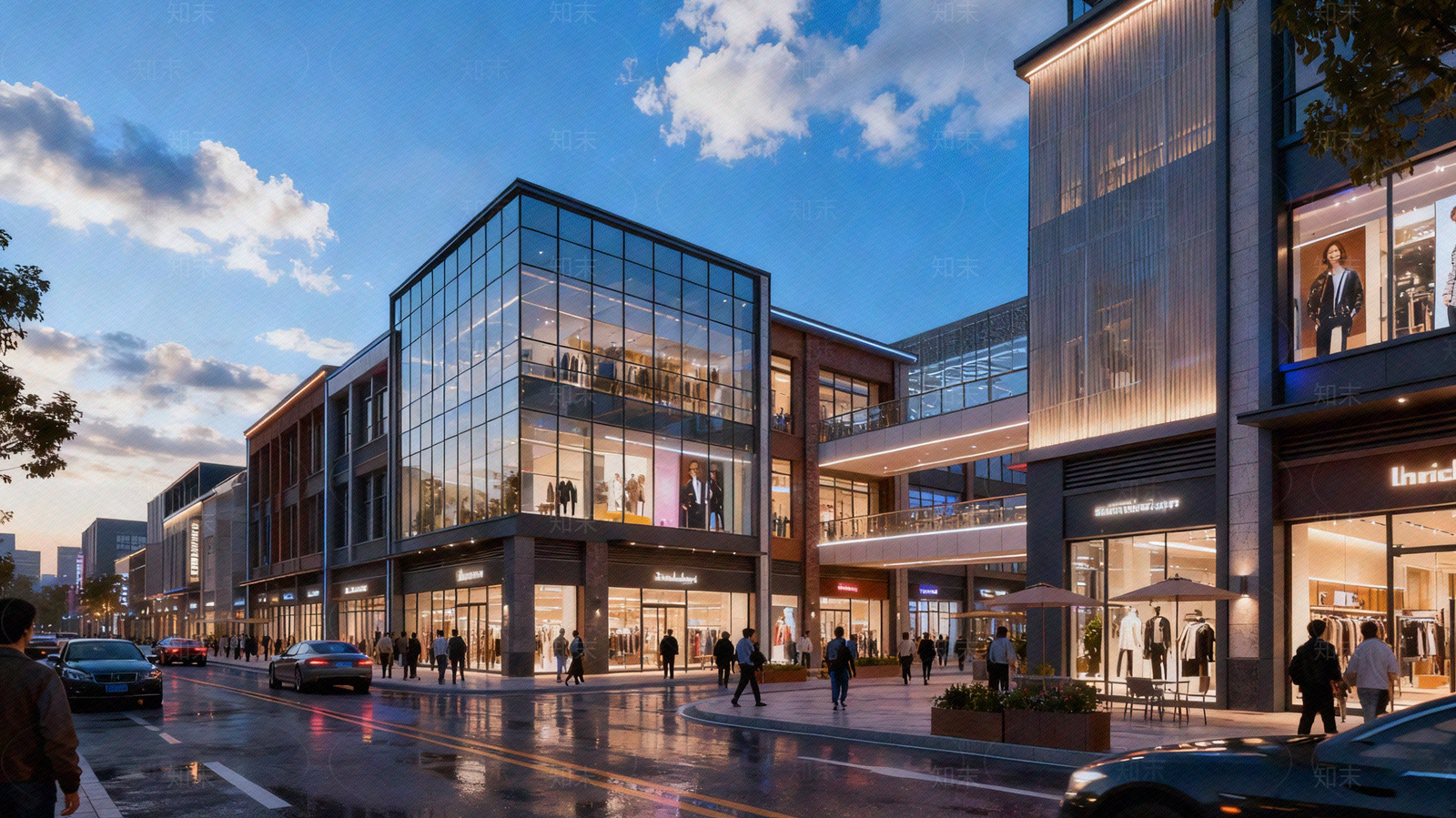 现代街道外景贴图下载【ID:1205531909】