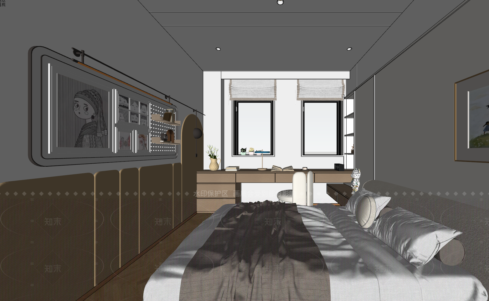 现代家居卧室SU模型下载【ID:1205535854】