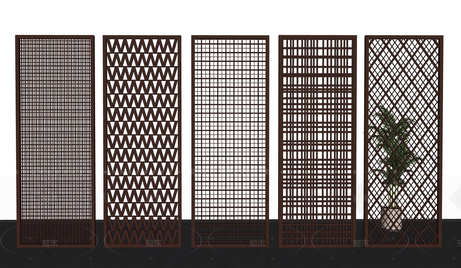 新中式现代隔断SU模型下载【ID:1205535825】