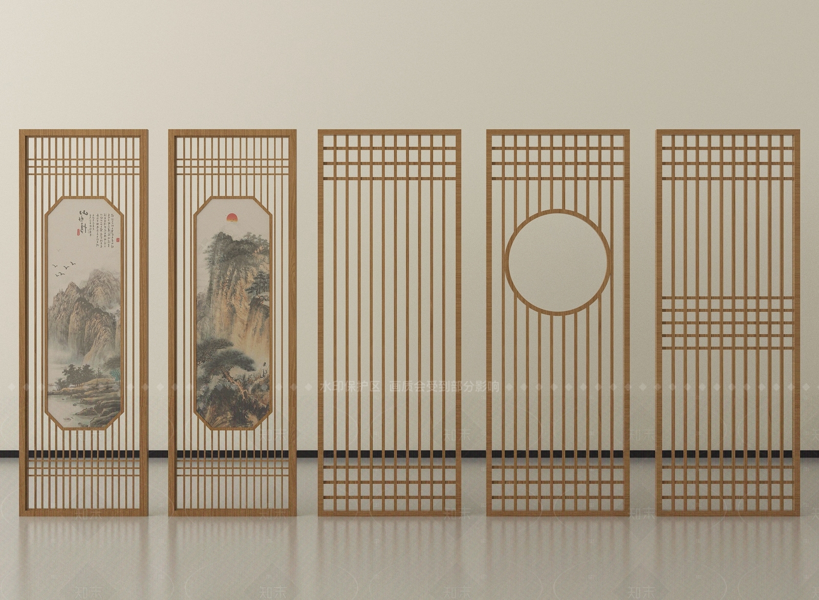 新中式屏风SU模型下载【ID:1205538237】