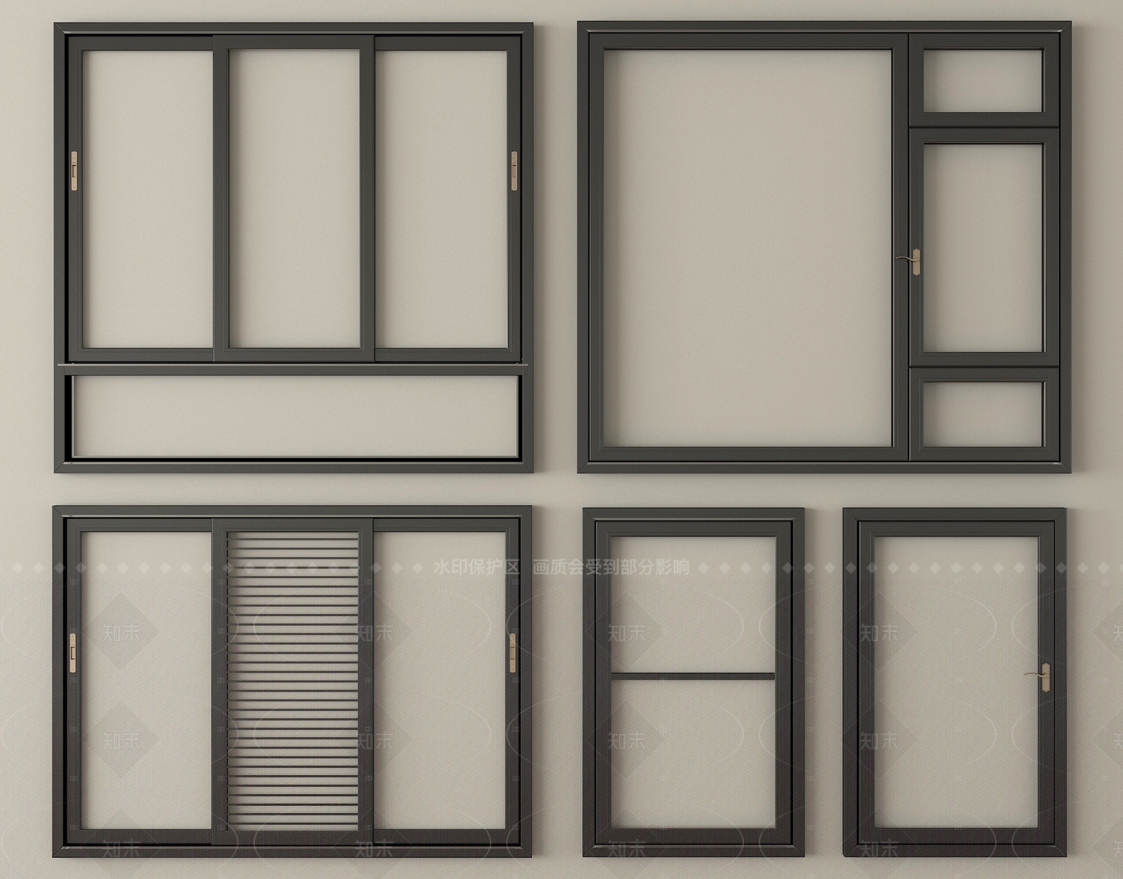 现代窗户组合SU模型下载【ID:1205539318】