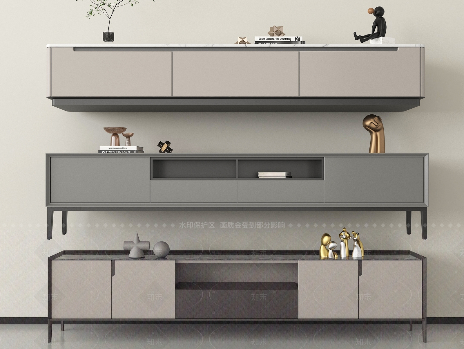 现代电视柜SU模型下载【ID:1205539796】