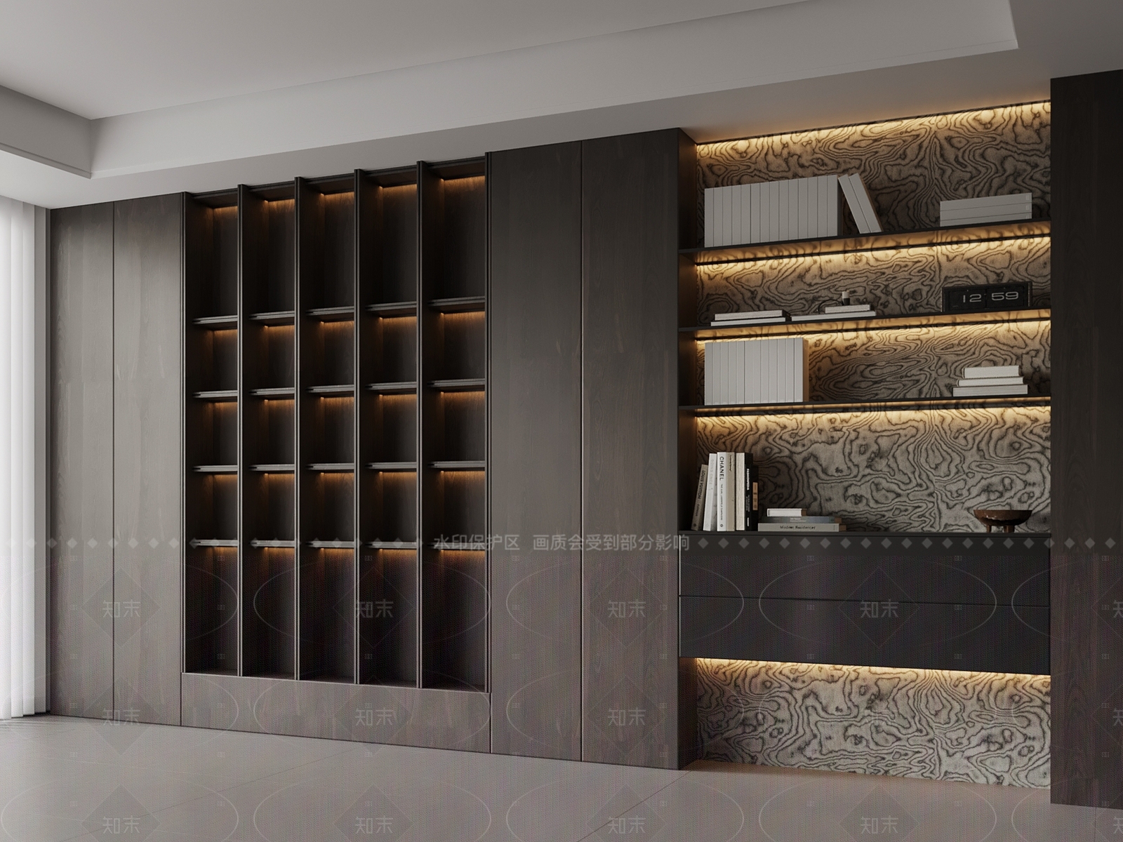 现代书柜SU模型下载【ID:1205540148】