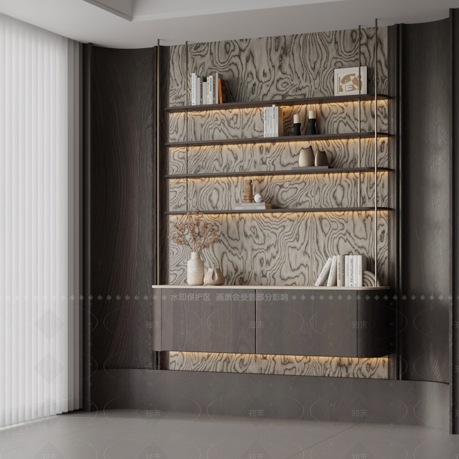 现代书柜SU模型下载【ID:1205540474】