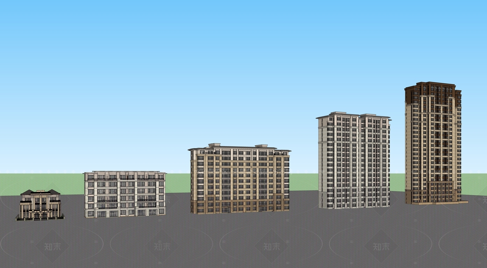 现代新中式多层住宅SU模型下载【ID:1205541516】