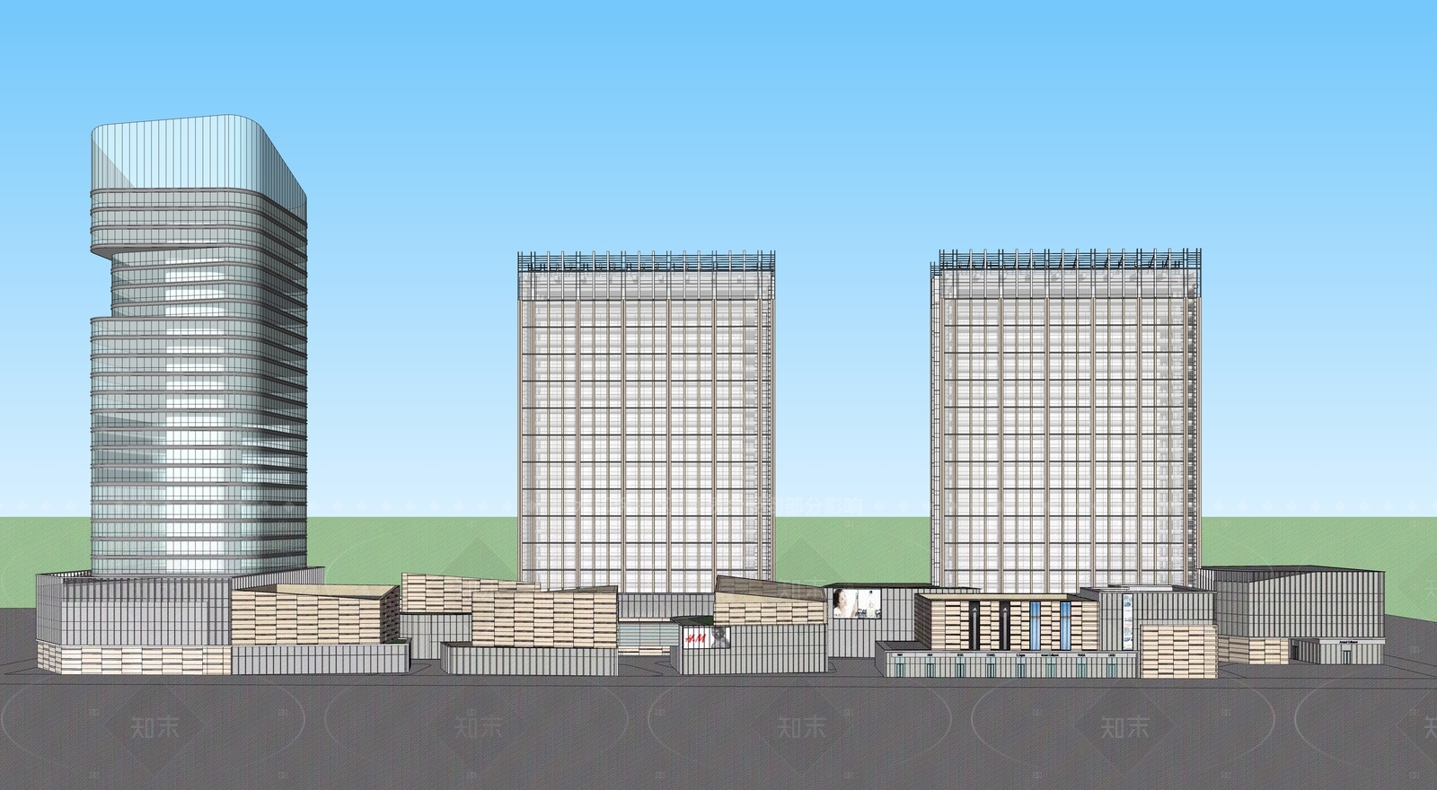现代商业街SU模型下载【ID:1205542423】