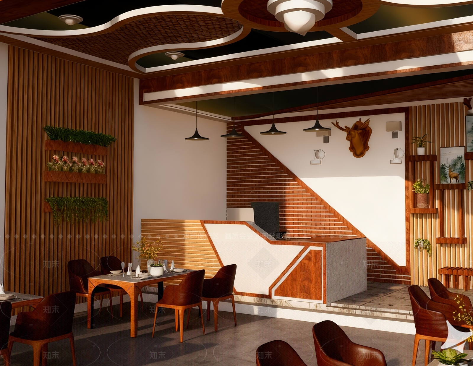 现代咖啡厅SU模型下载【ID:1205542746】