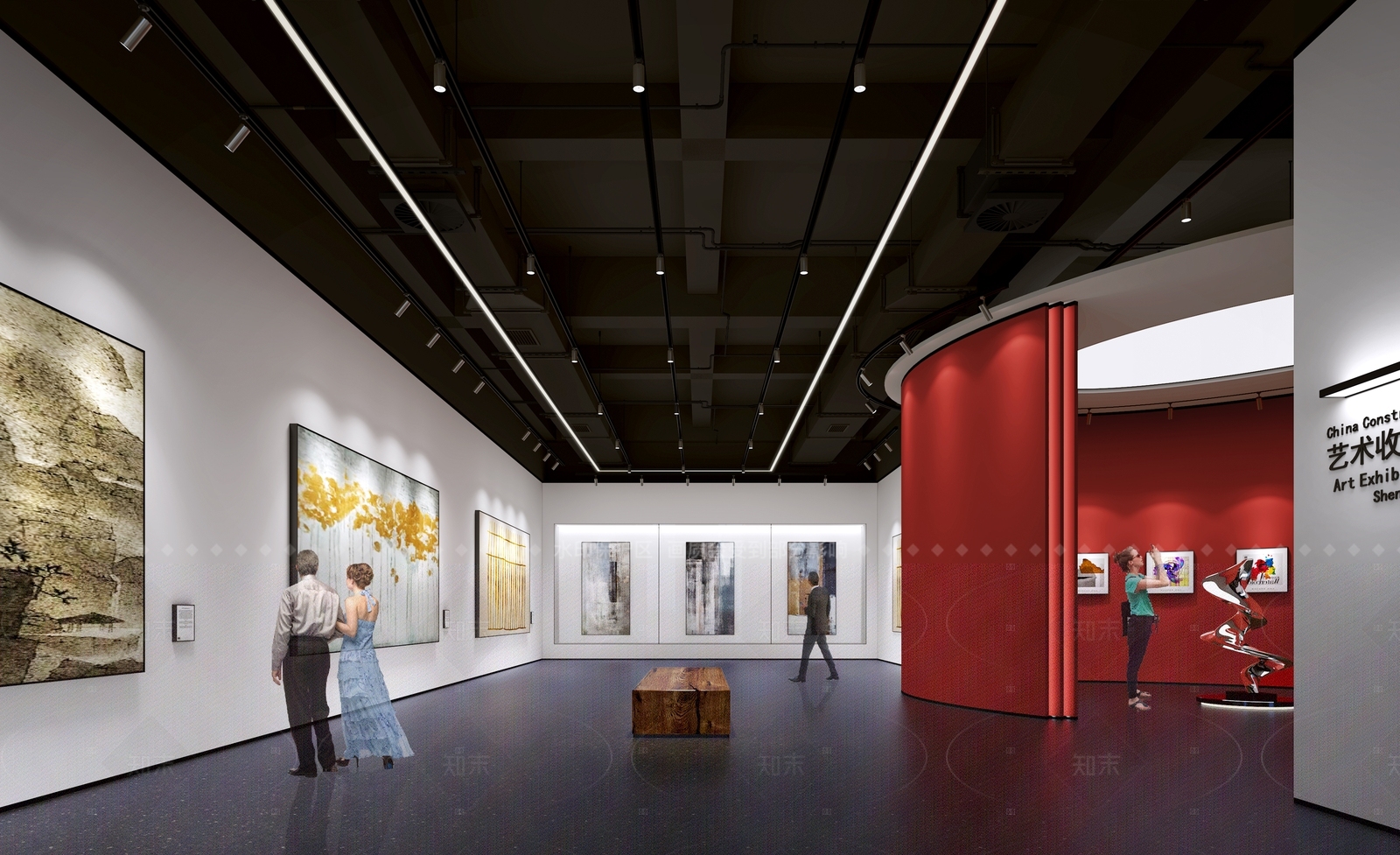 现代艺术展厅3D模型下载【ID:1205548490】