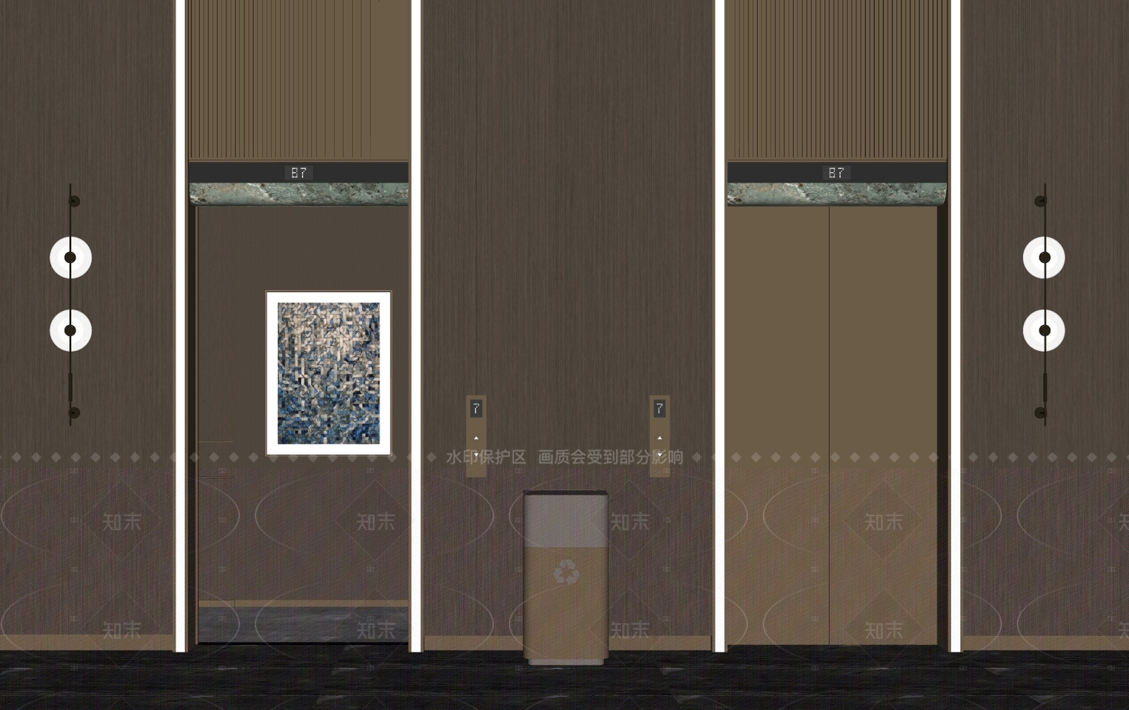 现代意式电梯厅SU模型下载【ID:1205549408】