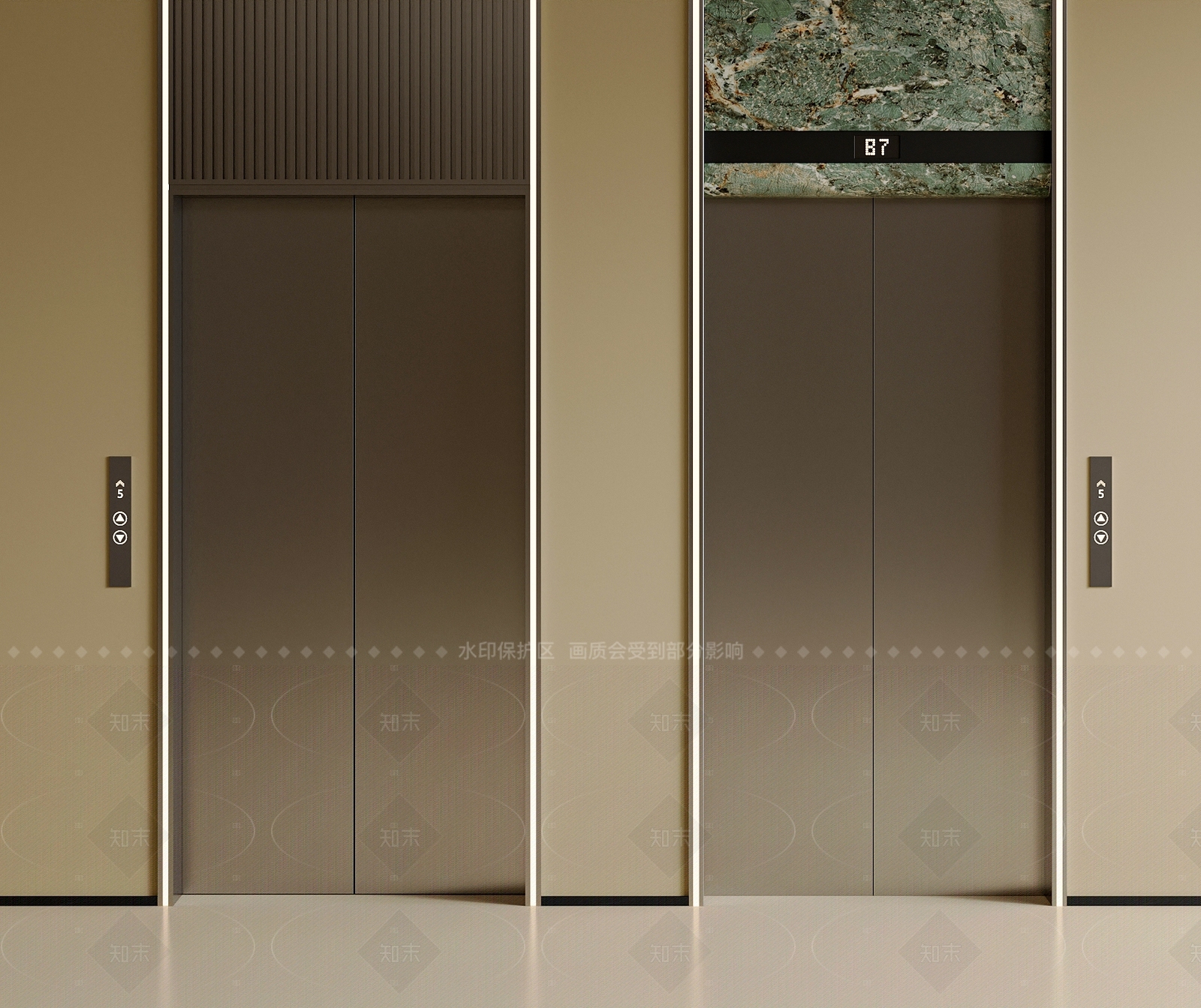 现代电梯厅SU模型下载【ID:1205549594】