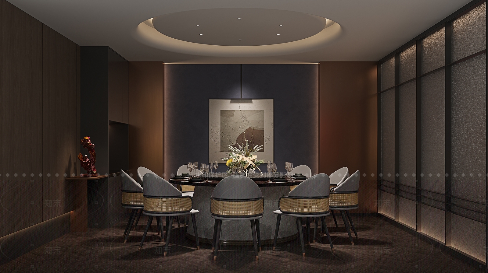 现代轻奢西餐厅3D模型下载【ID:1205550223】
