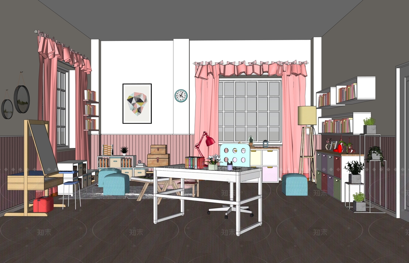 现代女孩房SU模型下载【ID:1205553480】