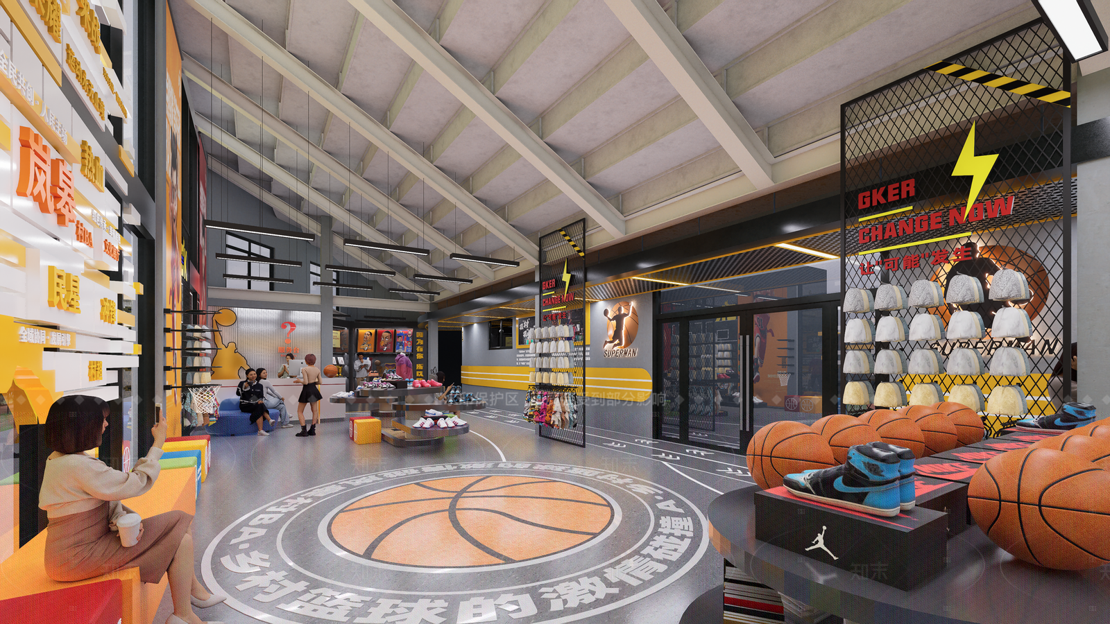 现代篮球场SU模型下载【ID:1205554444】