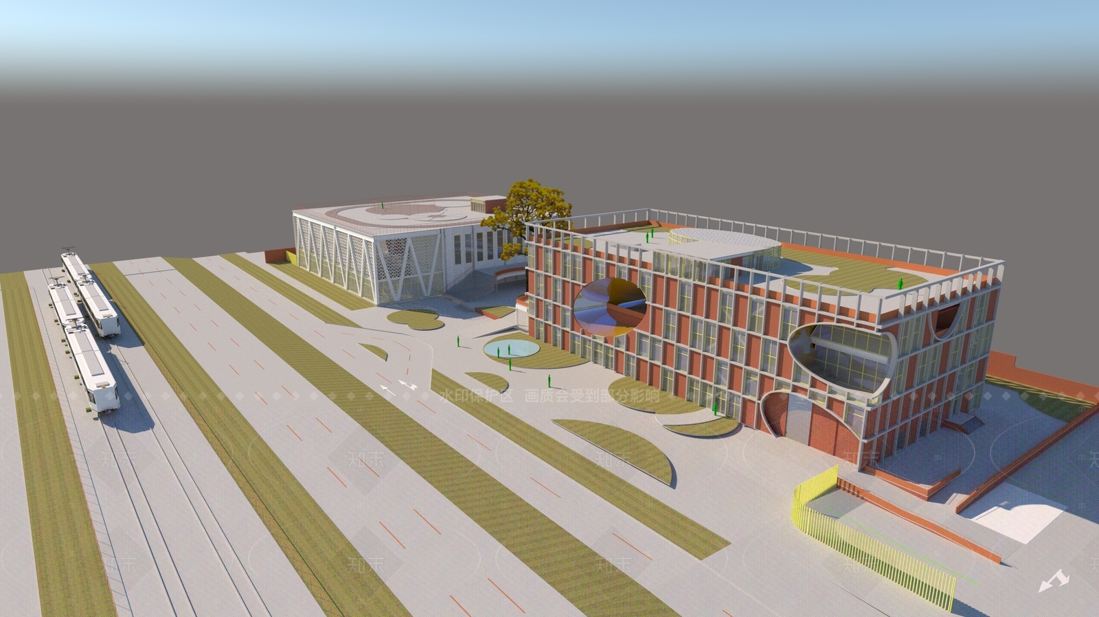 现代产业园办公楼SU模型下载【ID:1205554544】