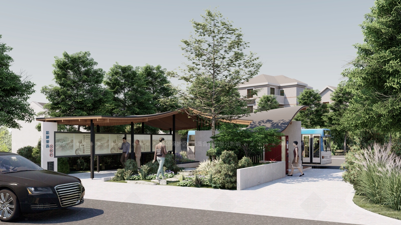 现代公交站台SU模型下载【ID:1205554695】