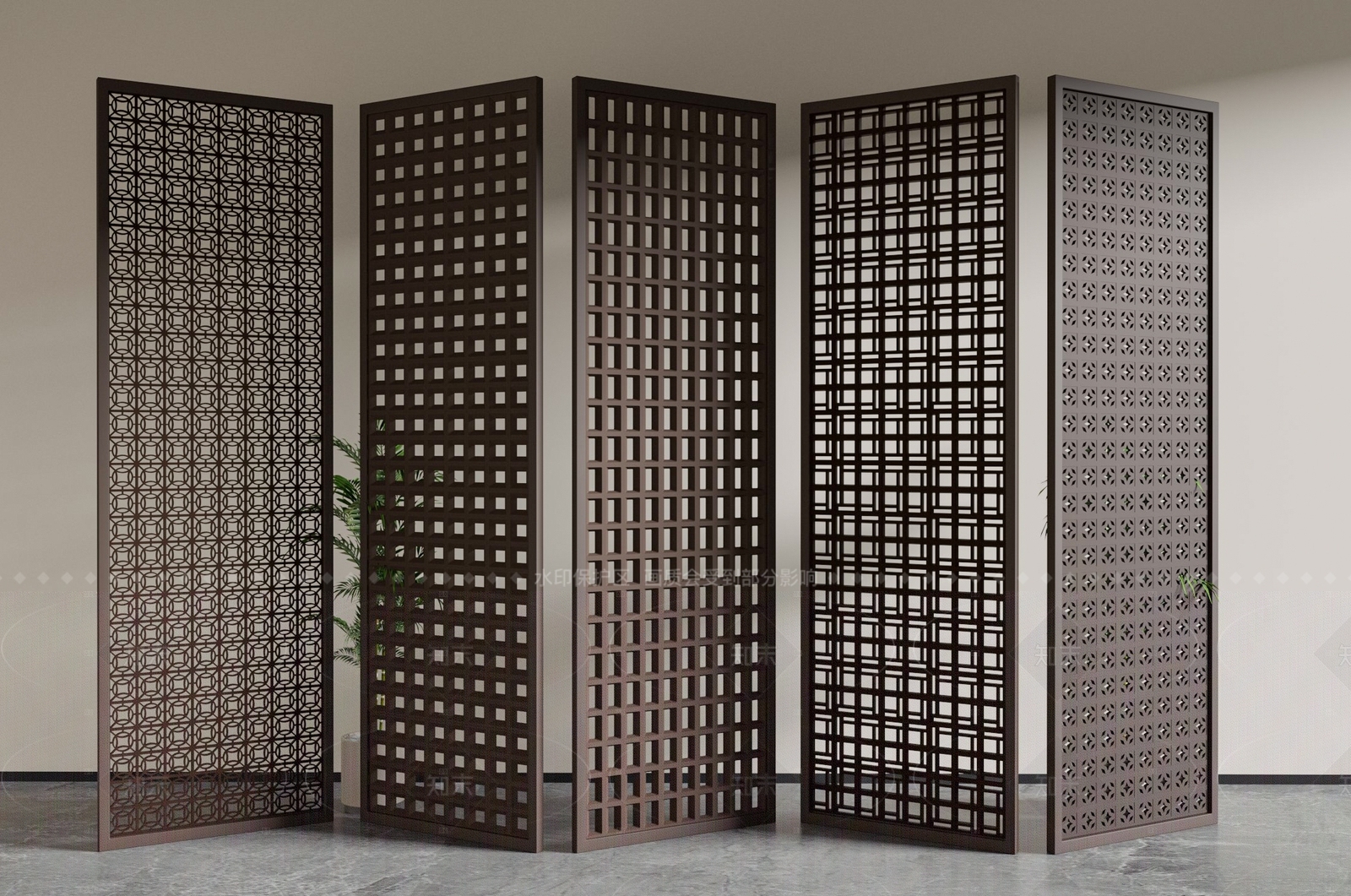 新中式现代隔断SU模型下载【ID:1205554647】