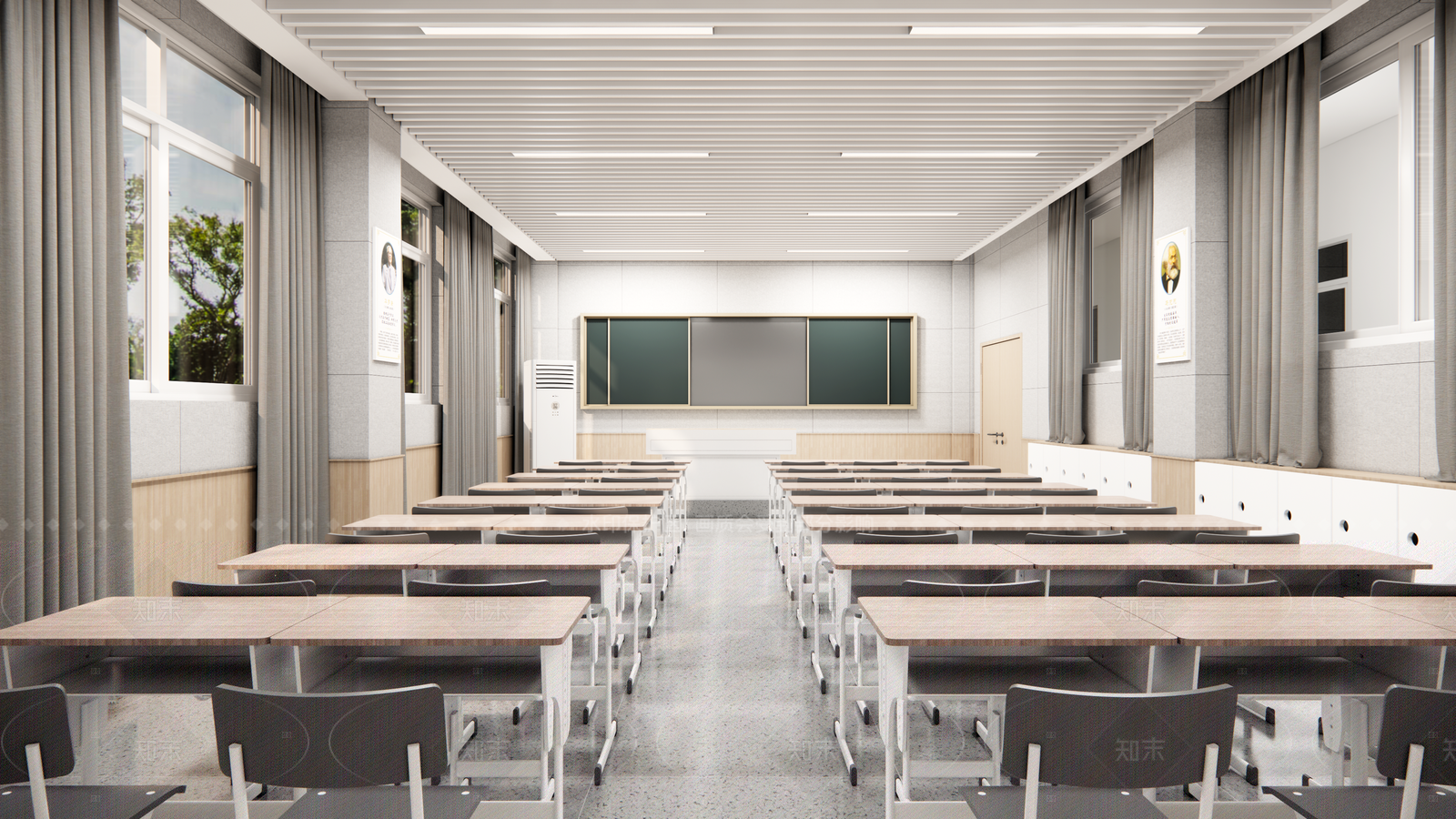 现代极简教室SU模型下载【ID:1205555148】