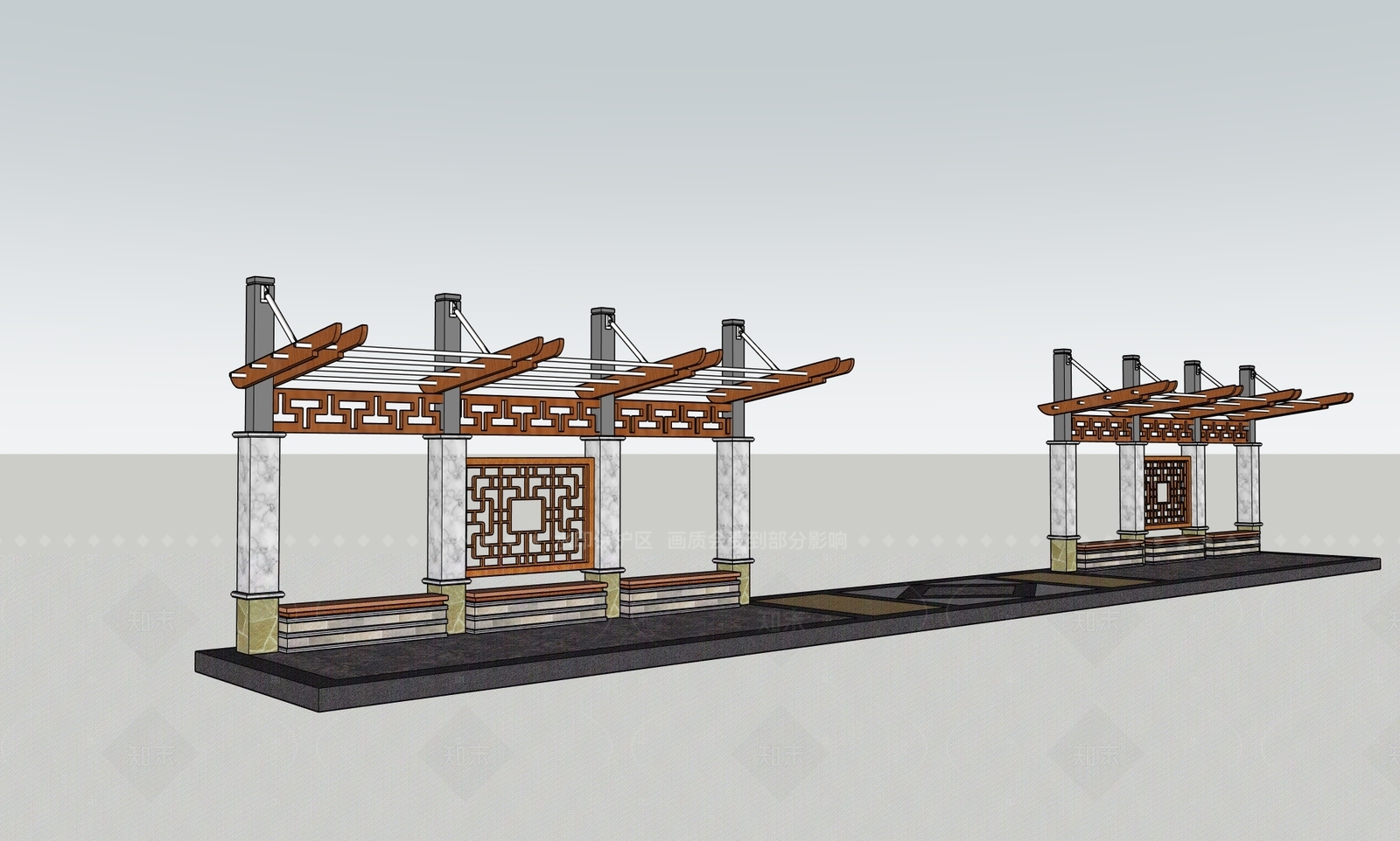 现代新中式其他景观小品SU模型下载【ID:1205555049】