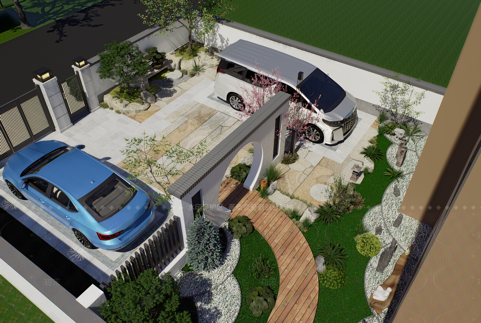 新中式别墅庭院SU模型下载【ID:1205556317】