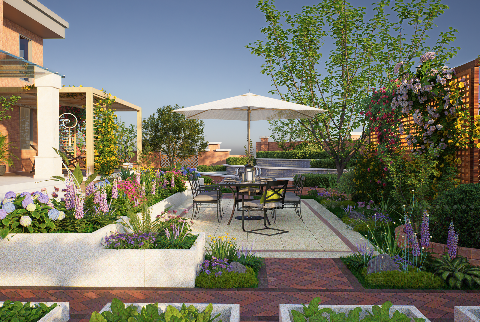 美式别墅庭院SU模型下载【ID:1205556762】