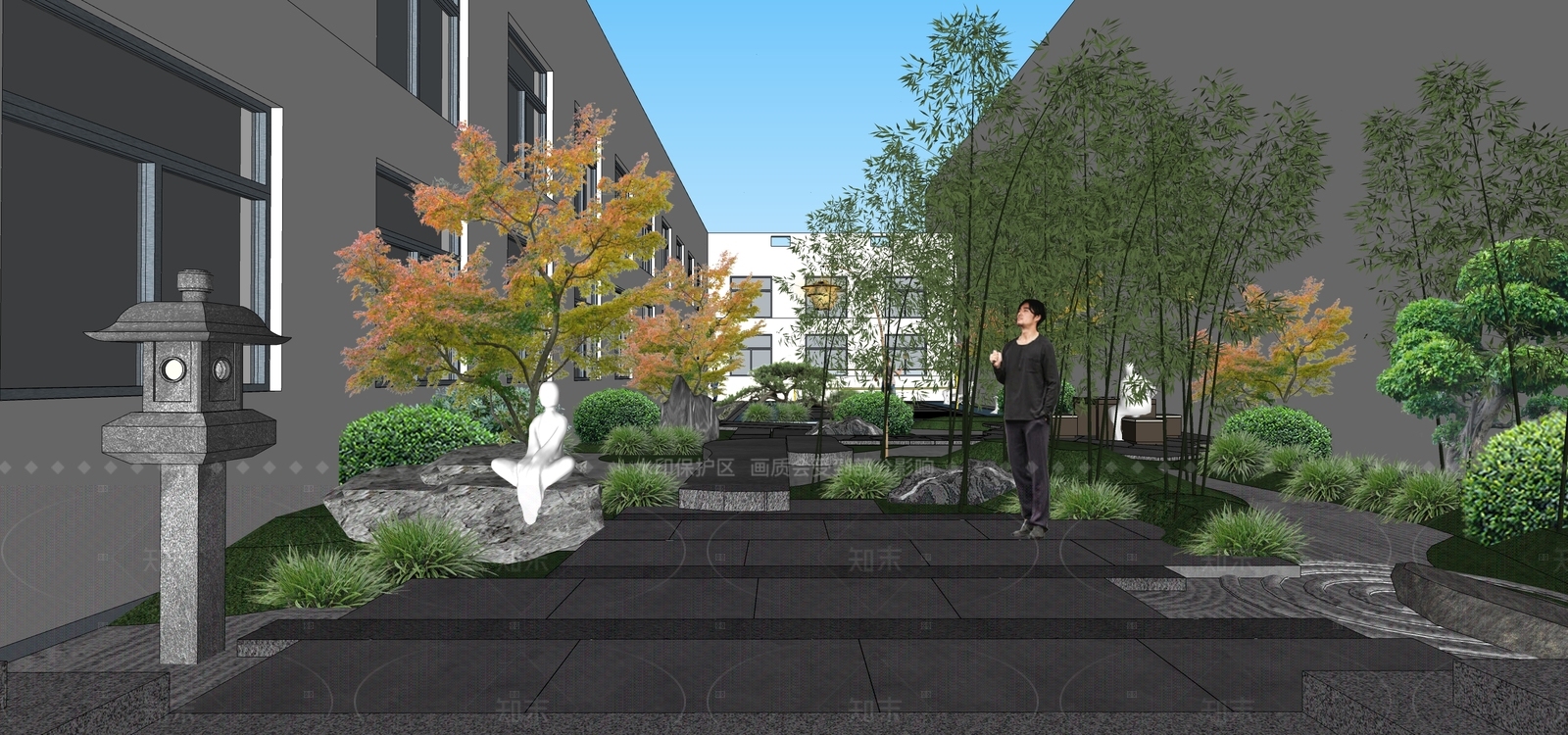 中式别墅庭院SU模型下载【ID:1205557536】