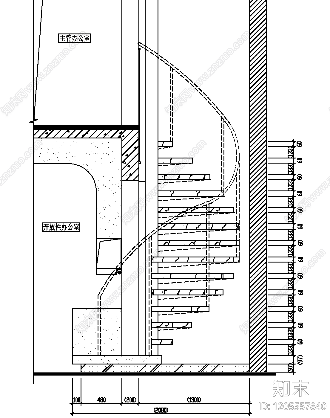 旋转楼梯施工图下载【ID:1205557840】