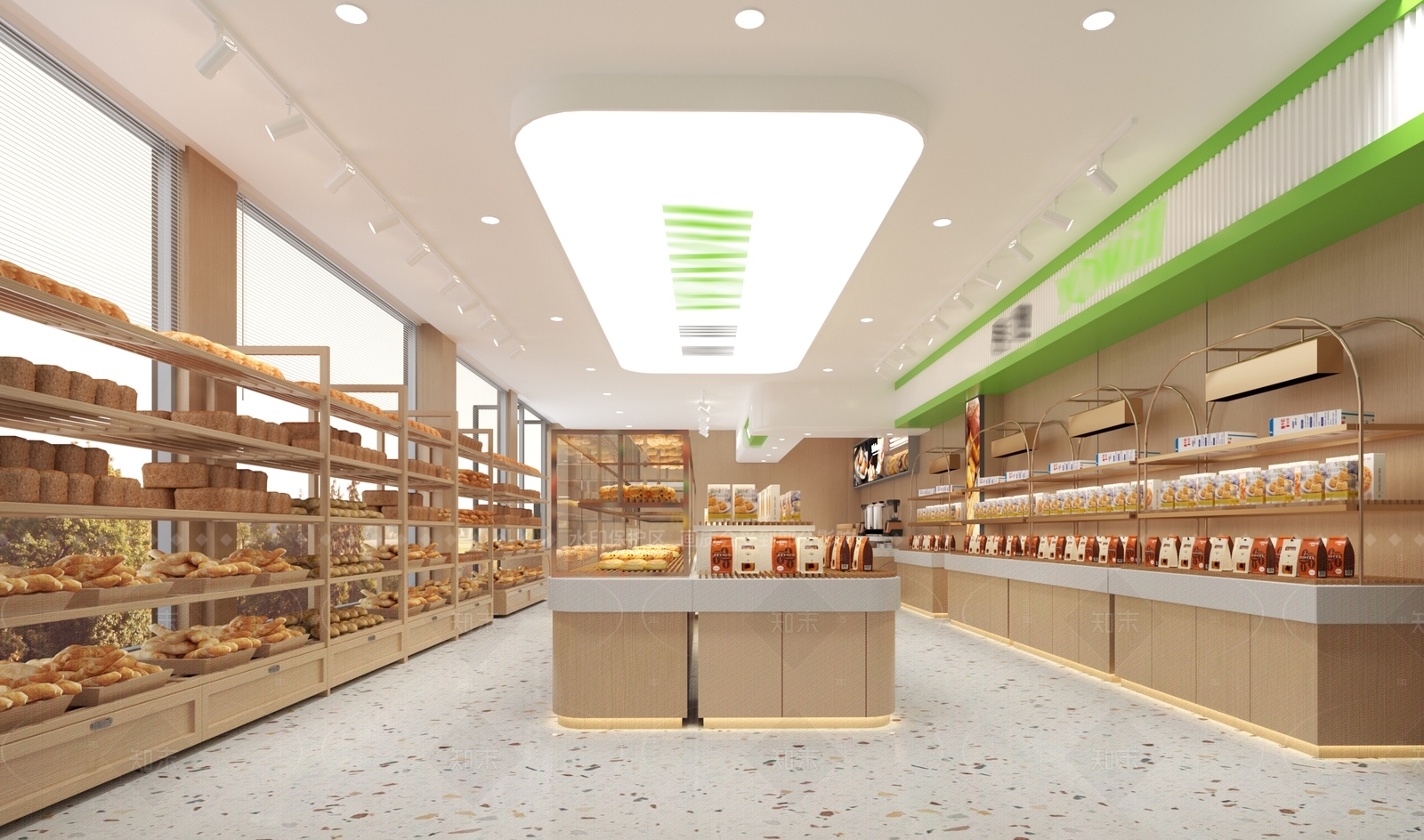 现代面包店3D模型渲染效果图