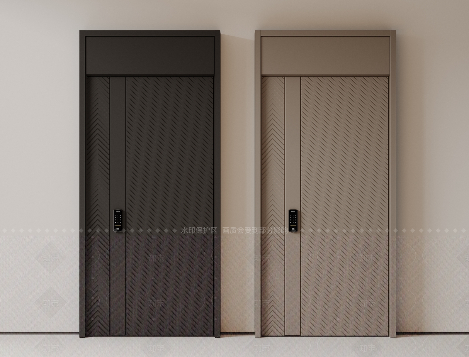 现代极简单开门3D模型下载【ID:1205559499】