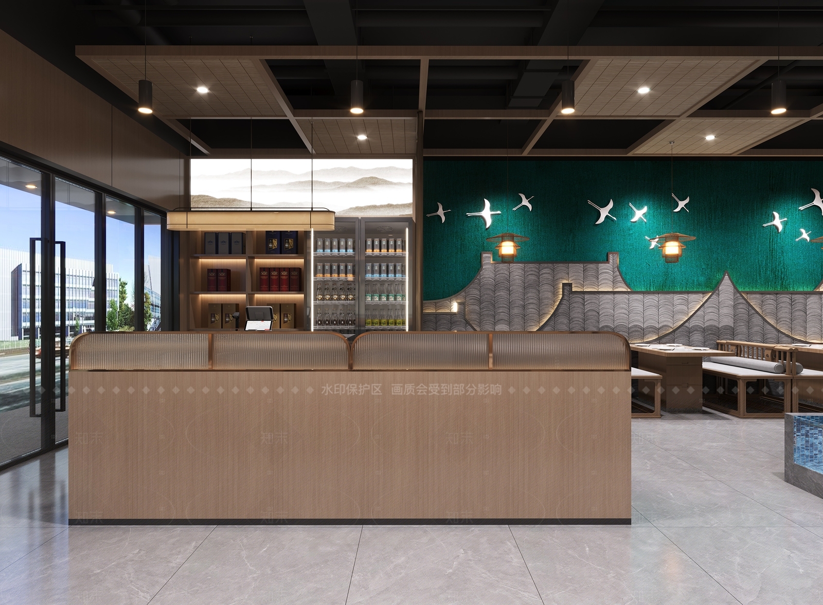 新中式中餐厅3D模型下载【ID:1205560715】